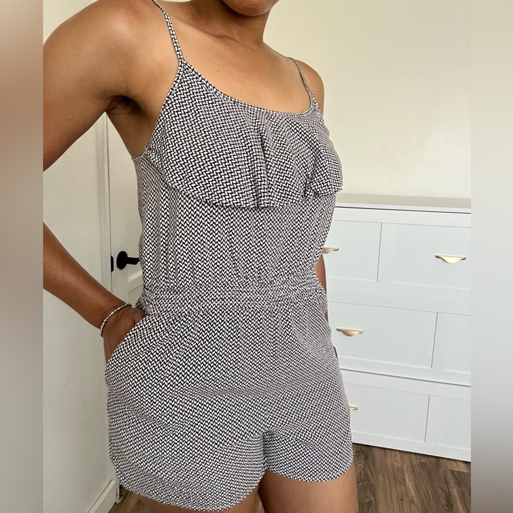 Cotton On Black and White Romper with Wide-Leg Silhouette